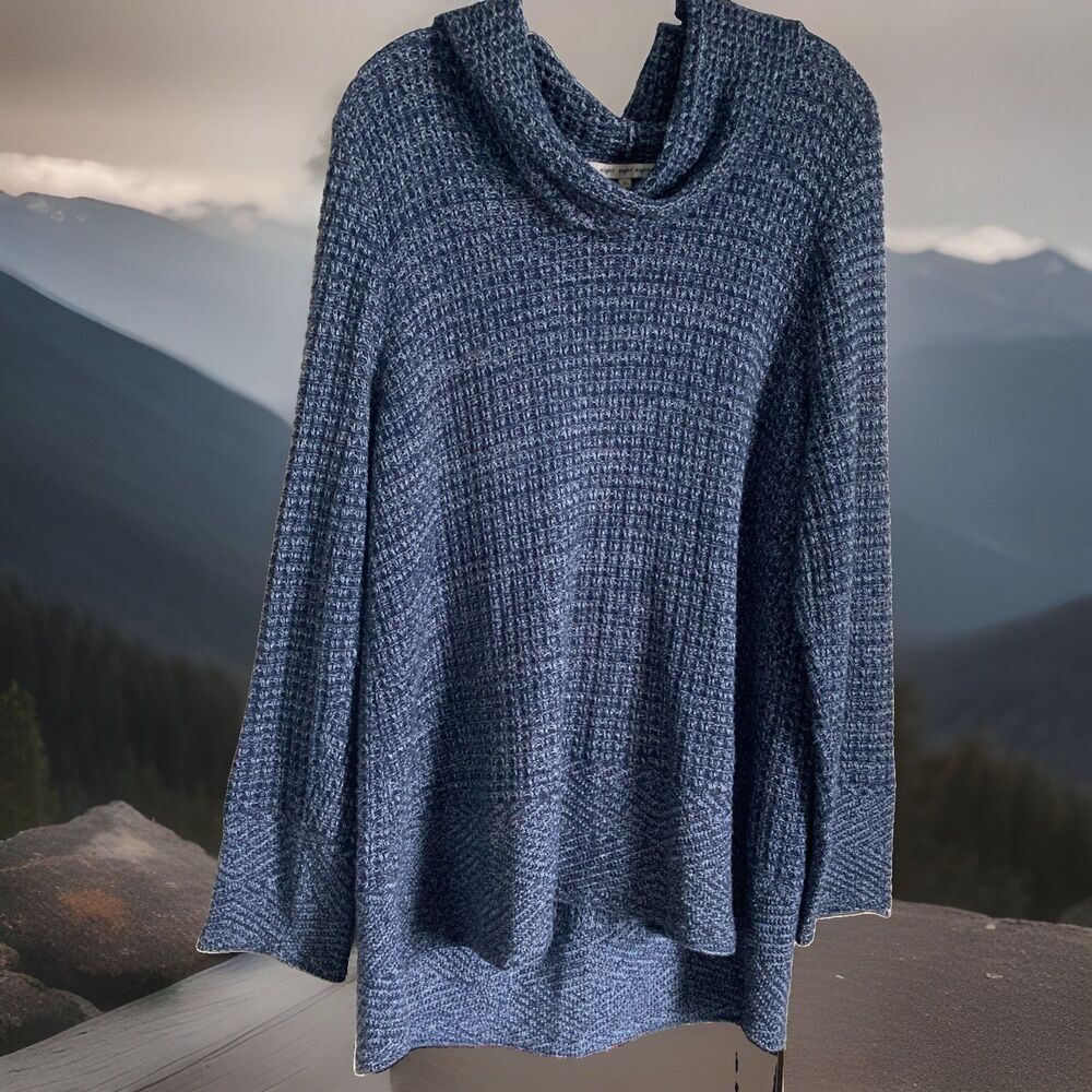 eight eight eight sweater Cowl Neck XL Blue Relaxed Cotton Excellent Condition
